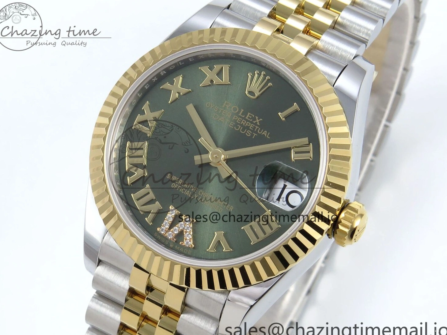 1221 DateJust 31 278273 ARF 1:1 Best Edition 904L Steel Green Roman Diamonds Dial on SS YG Jubilee Bracelet ETA Flexible 572